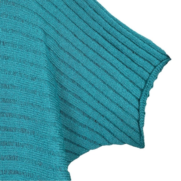 Vtg Steve Fabrikant 2 Pc Set Knit Cardigan Sweater Top Teal Green Gray Size M - Picture 5 of 11